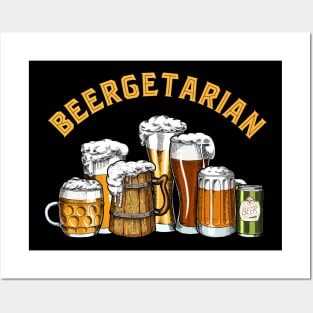 Funny Brewing Beer Lovers Beergetarian Posters and Art